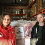 HSI’s Romania director Andreea Roseti delivers pet food to Romanian Red Cross for the Ukrainian relief effort March 2022