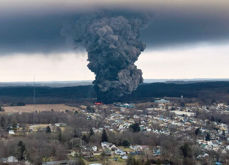 A Major Environmental Disaster Unfolding In Ohio After A Train Derailed Carrying Toxic Chemicals Contaminating The Air & Water