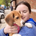 defendant eva hamer with julie, one of the rescued beagles